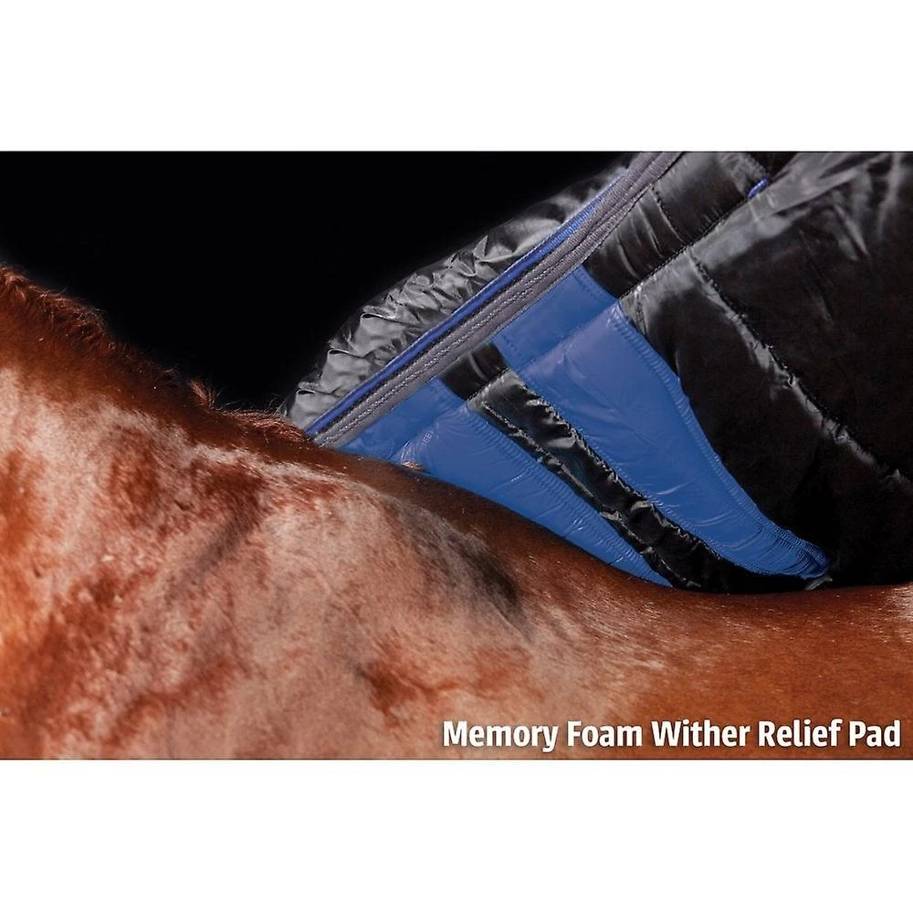 Weatherbeeta Comfitec Heavy 1000d Diamond Quilt Detachaneck Stable Rug (Charcoal/Blue/White) - Image 3