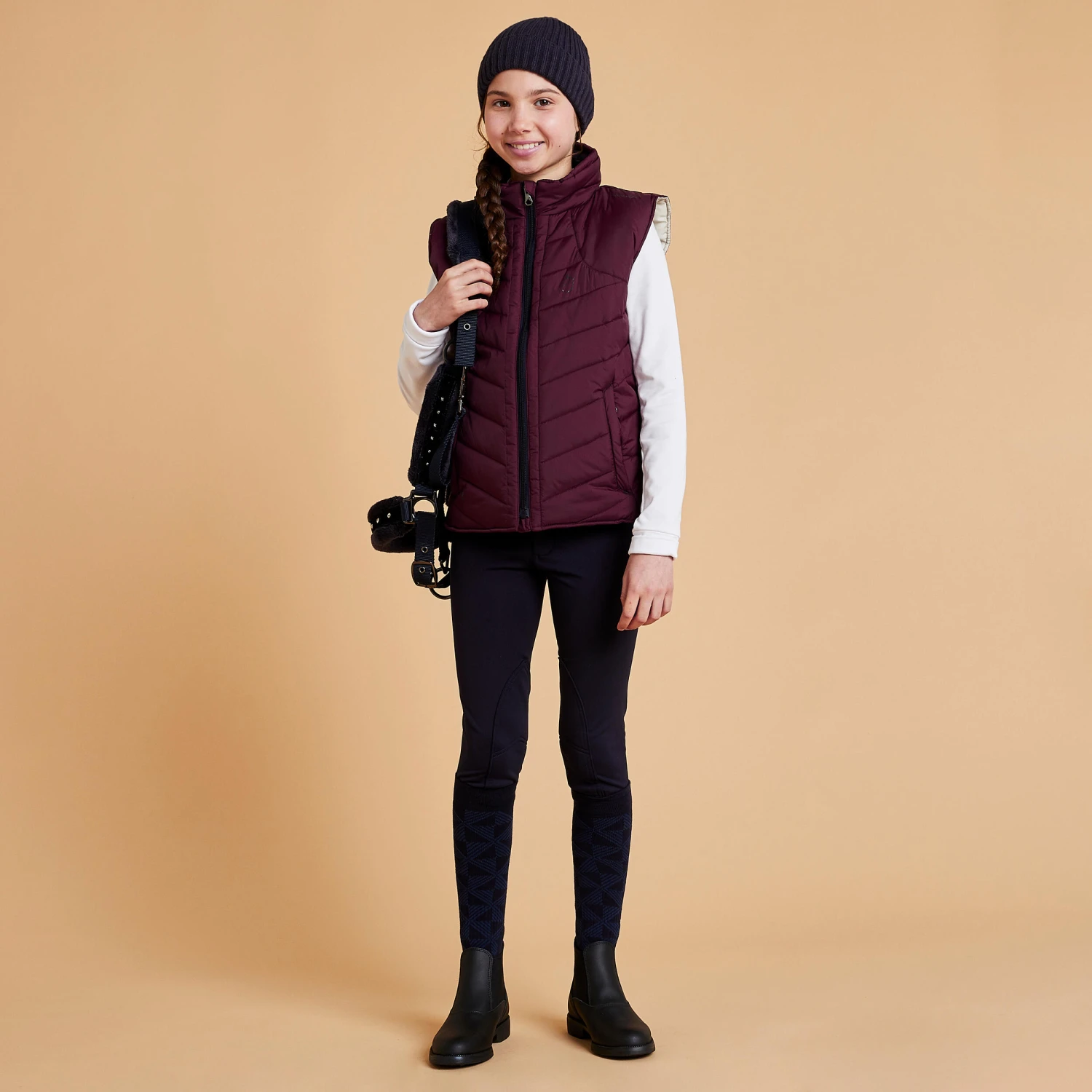 Kids' Warm Padded Horse Riding Gilet 500 - Image 9