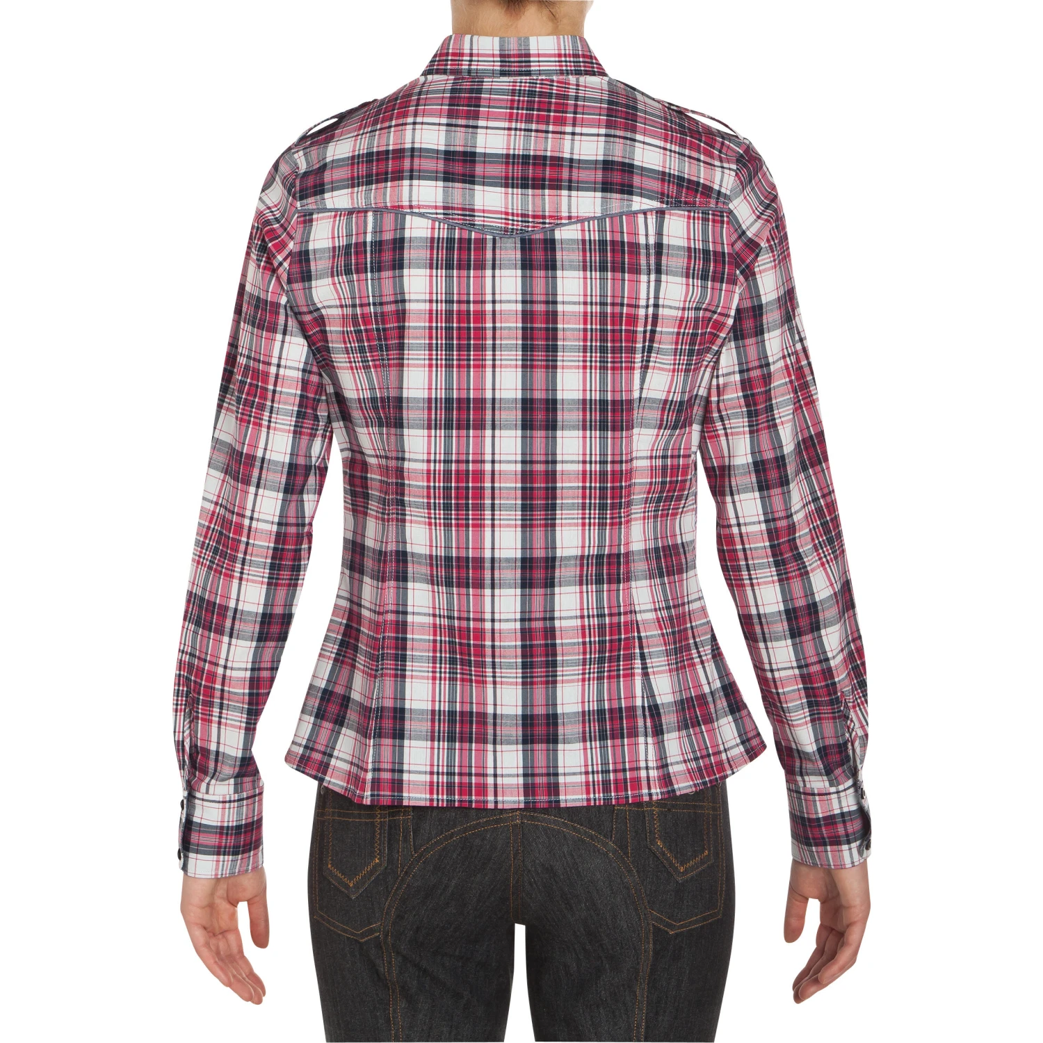 Sentier Women's Long-Sleeved Horse Riding Shirt - Pink And White Checks - Image 5