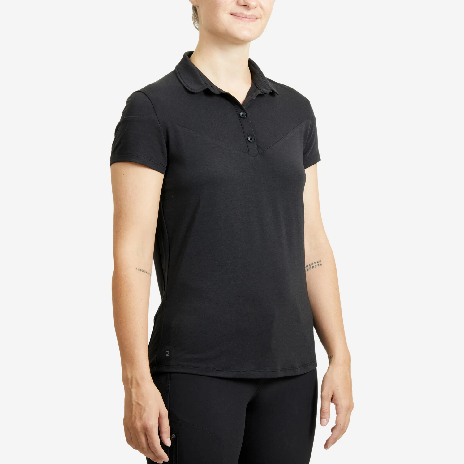 Women's Short-Sleeved Horse Riding Polo Shirt 100 - Image 2