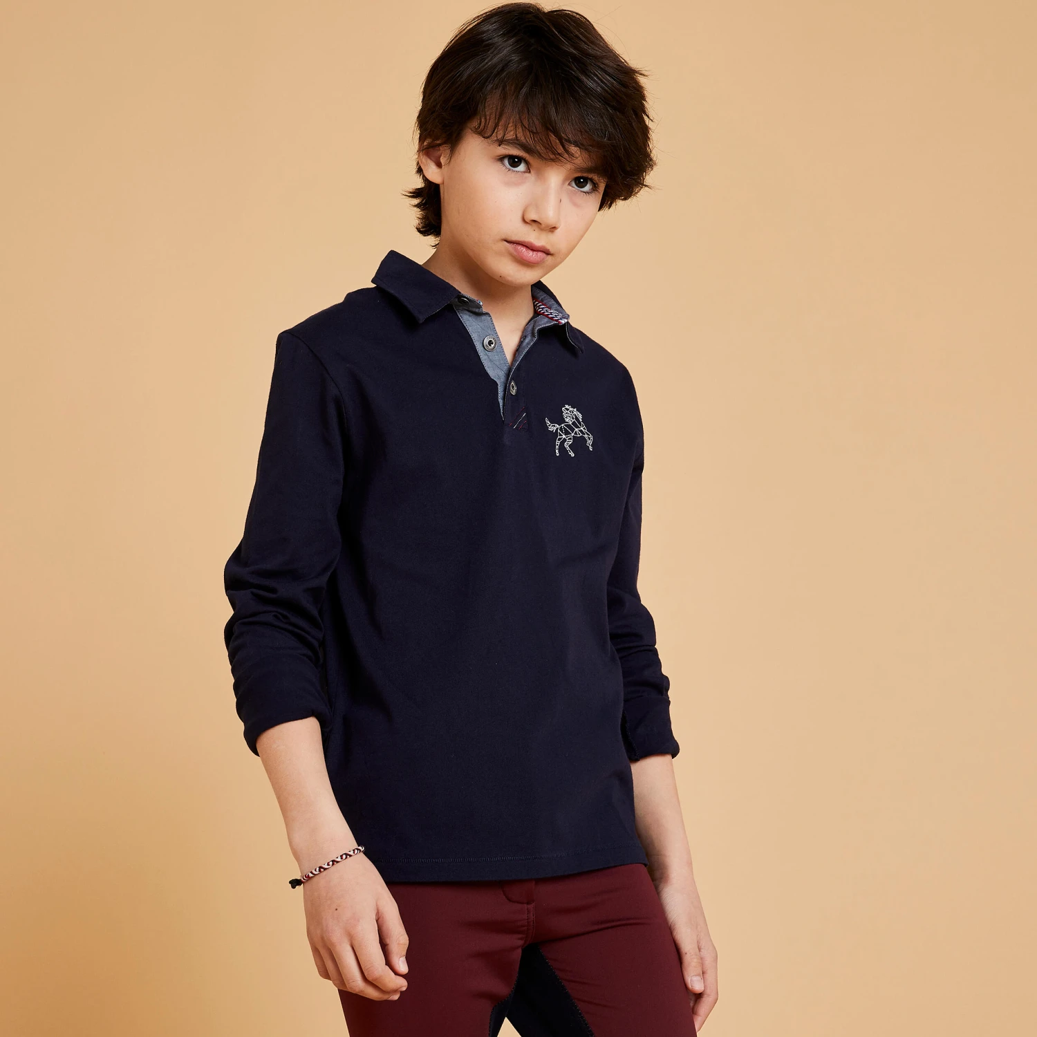 Boys' Horse Riding Long-Sleeved Polo 100 - Image 3