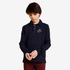 Boys' Horse Riding Long-Sleeved Polo 100